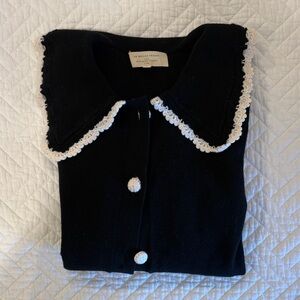 Sezane Black + Ivory Bettany Cardigan - size S EUC